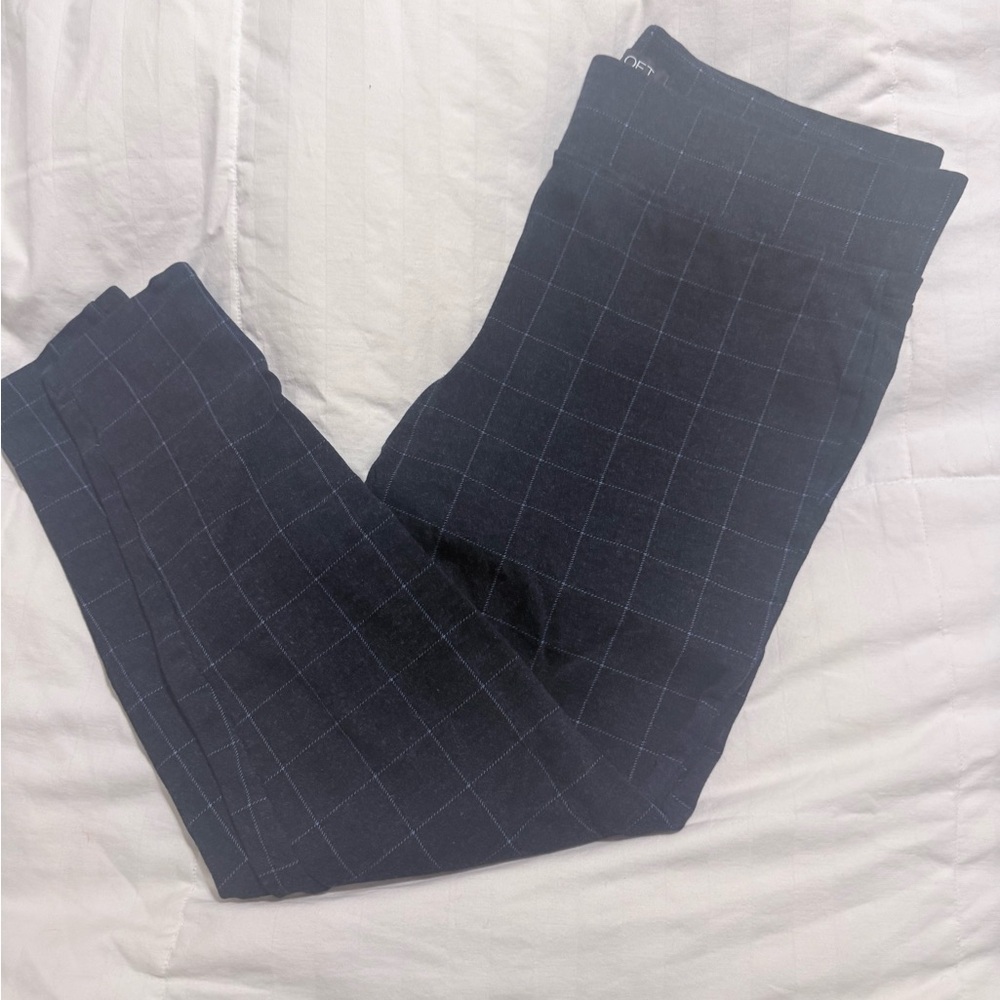 LOFT Women's Blue Checkered Leggings - Medium